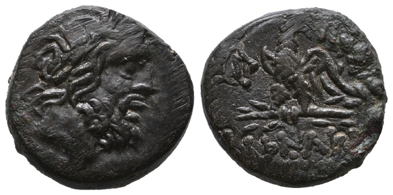 Pontos. Pharnakeia circa 95-90 BC.
Bronze Æ
Laureate head of Zeus right / ΦAPNAK...