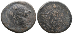 Greek Coins
PONTUS.Amisos.Time of Mithradates VI.Circa 120-63 BC.AE Bronze. Helmeted head of Athena right / AMI-ΣOY and monograms.Perseus standing fac...
