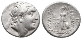 Greek
Kings of Cappadocia, Ariarathes V Eusebes Philopator (ca 163-130 BC) AR Drachm (Silver). Dated RY 33 (130 BC).
Obv: Diademed head right
Rev: ΒΑΣ...