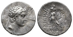 Kings of Cappadocia, Ariarathes IX Eusebes Philopator AR Drachm. Mint A (Eusebia under Mt. Argaios), dated RY 2 = 99/8 BC. Diademed head to right / ΒΑ...