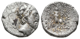 Greek
Kings of Cappadocia. Mint A (Eusebeia under Mt.Argaios). Ariobarzanes III Eusebes Philoromaios 52-42 BC AR Drachm (Silve 
Obv: Diademed head rig...