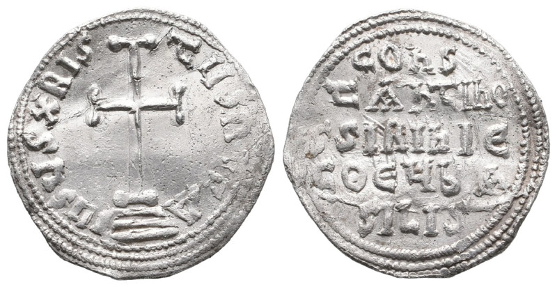 Constantine IV Pogonatus and Irene (780-797) AR Miliaresion (Silver)
Obv: IhSUS...