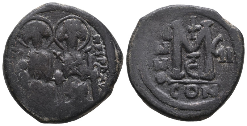 JUSTIN II and SOPHIA.(565-578).Constantinople .Follis.

Obv : D N IVSTI NVS PP...