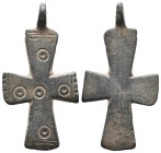 BYZANTINE EMPIRE.BRONZE CROSS .(8th-10th century).Ae.

Weight: 5,9 gr 
Diameter:42,4 mm