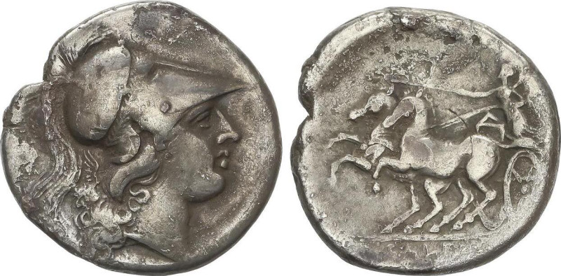 GREEK COINS
Didracma. 265-240 a.C. CALES. CAMPANIA. Anv.: Cabeza de Atenea a de...