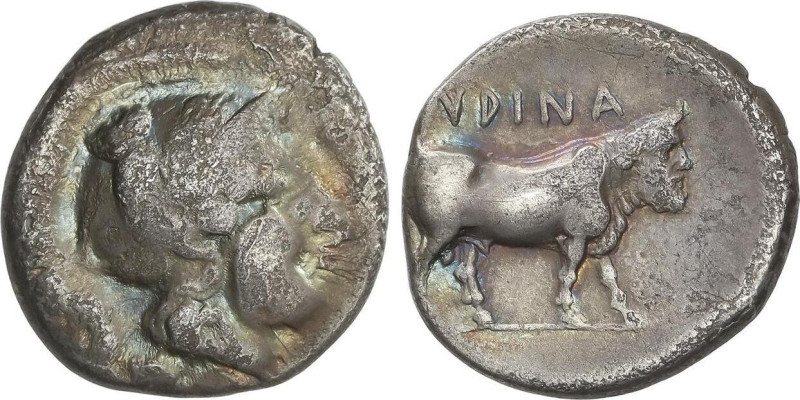 GREEK COINS
Didracma. 405-385 a.C. HYRIA. CAMPANIA. Anv.: Cabeza de Atenea a de...