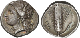GREEK COINS
Estátera. 330-290 a.C. METAPONTO. LUCANIA. Anv.: Cabeza de Deméter a izquierda. Rev.: Espiga vertical con hoja, a izquierda: META, a dere...