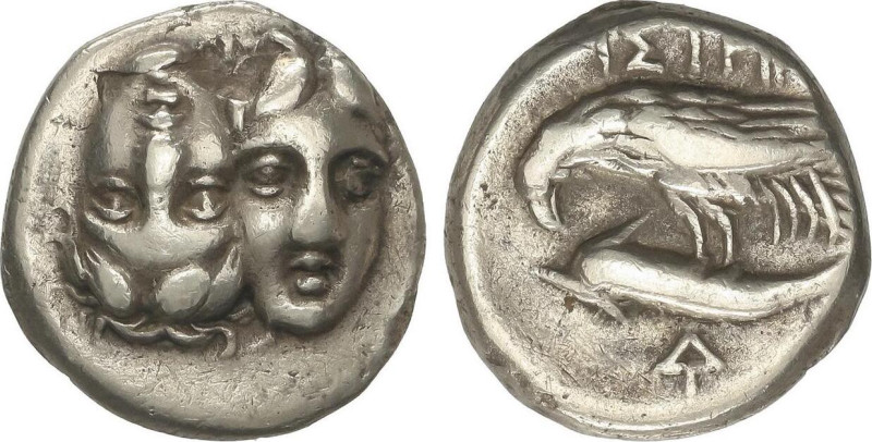 GREEK COINS
Estátera. 400-350 a.C. ISTROS. TRACIA. Anv.: Dos cabezas masculinas...