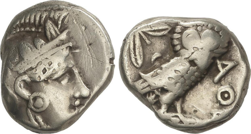 GREEK COINS
Tetradracma. 454-404 a.C. ATENAS. ATICA. Anv.: Cabeza de Atenea con...