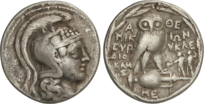 GREEK COINS
Tetradracma. 124-123 a.C. ATENAS. ATICA. Anv.: Cabeza de Atenea Par...