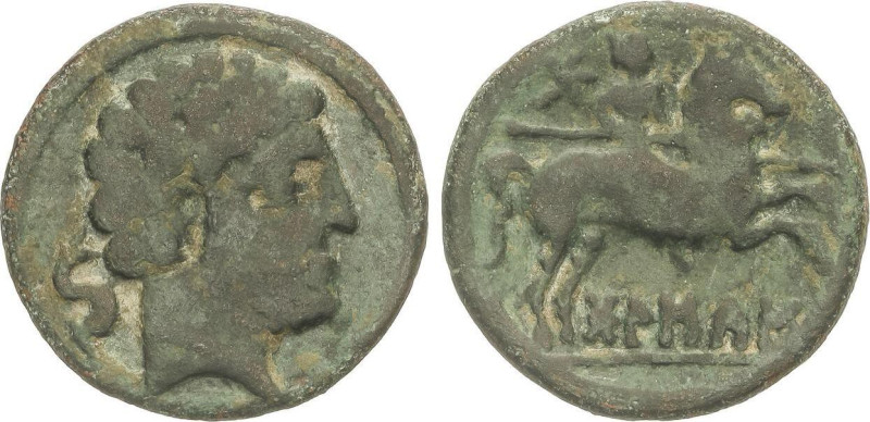 CELTIBERIAN COINS
As. 180-20 a.C. BOLSCAN (HUESCA). Anv.: Cabeza barbada a dere...