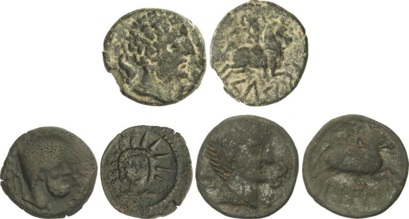 CELTIBERIAN COINS
Lote 3 monedas As. BILBILIS, CELSE, MALACA. AE. A EXAMINAR. A...