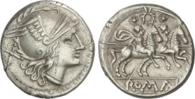ROMAN COINS: ROMAN REPUBLIC
Denario. 210-206 a.C. ANÓNIMO. CECA INCIERTA. Anv.: Cabeza de Roma a derecha, detrás: X. Rev.: Dióscuros a caballo a dere...