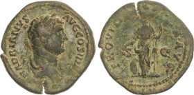 ROMAN COINS: ROMAN EMPIRE
As. 134-138 d.C. ADRIANO. Anv.: HADRIANVS AVG COS III P P. Busto laureado a derecha. Rev.: PROVIDENTIA AVG. Providencia de ...