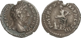 ROMAN COINS: ROMAN EMPIRE
Denario. 164-165 d.C. MARCO AURELIO. Anv.: ANTONINVS AVG ARMENIACVS. Cabeza laureada a derecha. Rev.: P.M. TR. P. XI(X) IMP...