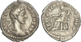 ROMAN COINS: ROMAN EMPIRE
Denario. 181 d.C. CÓMODO. Anv.: L. AVREL. COMMODVS AVG. Cabeza laureada a derecha. Rev.: TR. P. V. IMP. III COS. II P. P. F...