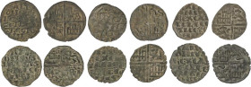 MEDIEVAL COINS: KINGDOM OF CASTILE AND LEÓN
Lote 6 monedas Dinero. ALFONSO X. MARCA DE CECA: ESTRELLA (2), CRECIENTE, PUNTOS, FLOR y ESPADA. Ve. Toda...