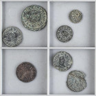 SPANISH MONARCHY: PHILIP IV
Lote 7 monedas 2 a 16 Maravedís. 2 maravedís 1663 Madrid, 4 maravedís 1664 segovia, 8 maravedís 1661 sevilla 1661 madrid,...