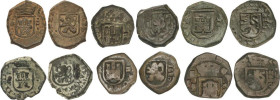 SPANISH MONARCHY: CHARLES II
Lote 6 monedas 2 Maravedís. 1680. BURGOS, CORUÑA y GRANADA. Burgos: 2x 1680; Coruña: 1684, 1685/4; Granada: 1680, 1684/1...