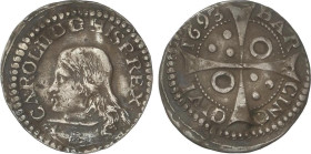 SPANISH MONARCHY: CHARLES II
Croat. 1693. BARCELONA. 2,34 grs. (Golpecitos). Pátina. AC-211. MBC.