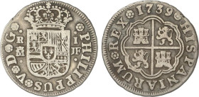 SPANISH MONARCHY: PHILIP V
1 Real. 1739. MADRID. J.F. 2,83 grs. AC-455. MBC.