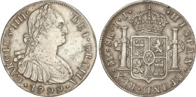 SPANISH MONARCHY: CHARLES IV
8 Reales. 1799. LIMA. I.J. 26,4 grs. (Rayitas y golpecitos). AC-917. MBC+.