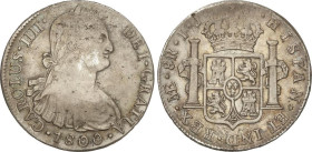 SPANISH MONARCHY: CHARLES IV
8 Reales. 1800. LIMA. I.J. 26,65 grs. (Leves golpecitos). AC-918. MBC/MBC+.