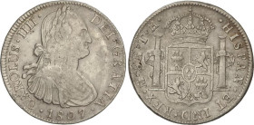 SPANISH MONARCHY: CHARLES IV
8 Reales. 1807. MÉXICO. T.H. 26,66 grs. AC-986. MBC.