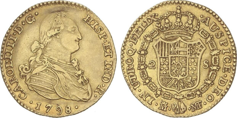 SPANISH MONARCHY: CHARLES IV
2 Escudos. 1798. MADRID. M.F. 6,74 grs. AC-1290. M...