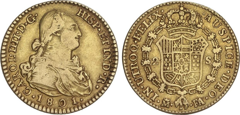 SPANISH MONARCHY: CHARLES IV
2 Escudos. 1801. MADRID. F.M. 6,65 grs. AC-1301. M...