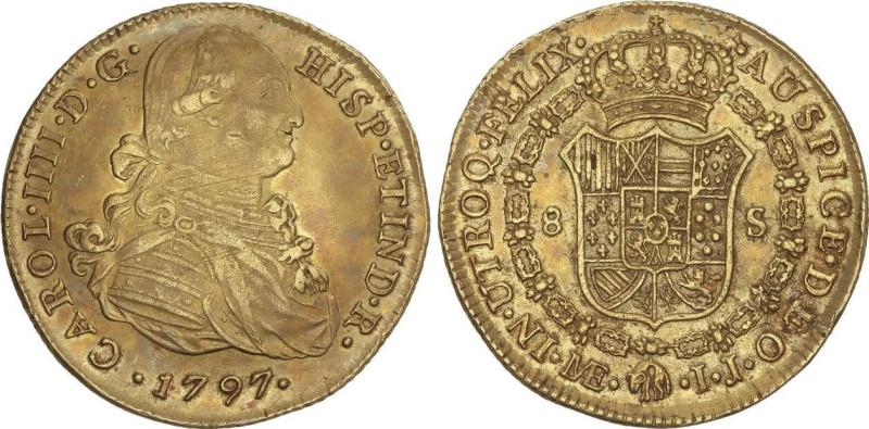 SPANISH MONARCHY: CHARLES IV
8 Escudos. 1797. LIMA. I.J. 26,97 grs. (Rayitas). ...