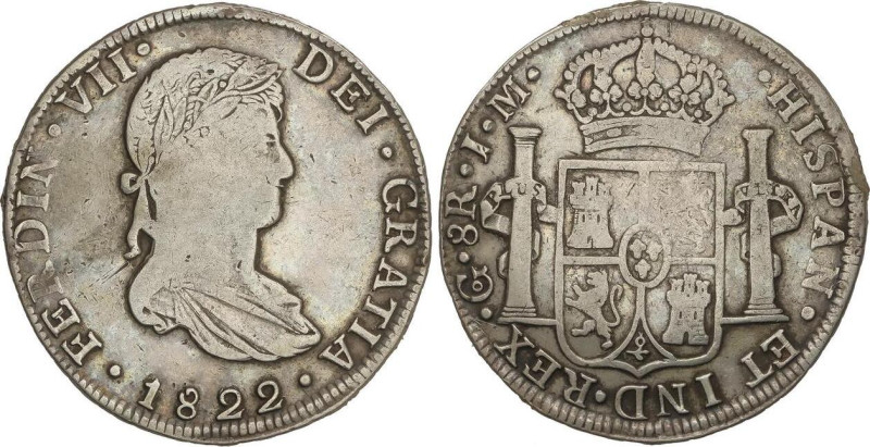 SPANISH MONARCHY: FERDINAND VII
8 Reales. 1822. GUANAJUATO. J.M. 26,61 grs. Acu...
