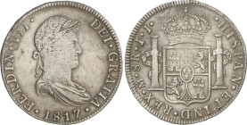 SPANISH MONARCHY: FERDINAND VII
8 Reales. 1817. MÉXICO. J.J. 26,82 grs. Acuñación algo floja en parte. (Leves golpecitos). AC-1332. MBC+.