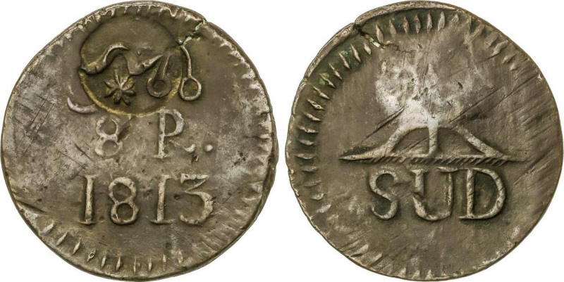 SPANISH MONARCHY: FERDINAND VII
8 Reales. 1813. MORELOS. 16,87 grs. AE. Sin ado...