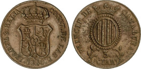 SPANISH MONARCHY: ELISABETH II
3 Cuartos. 1840. BARCELONA. 6,73 grs. (Leves oxidaciones). AC-8. EBC-.