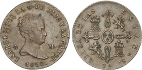 SPANISH MONARCHY: ELISABETH II
4 maravedís. 1850. JUBIA. 5,41 grs. (Rayas en anverso). AC-76. (MBC+).