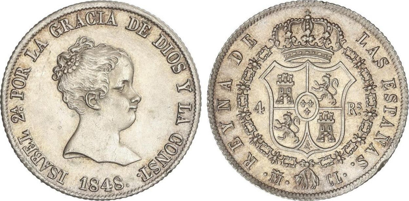 SPANISH MONARCHY: ELISABETH II
4 Reales. 1848. MADRID. C.L. Brillo original. AC...
