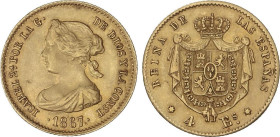 SPANISH MONARCHY: ELISABETH II
4 Escudos. 1867. MADRID. 3,39 grs. AC-691. MBC+.
