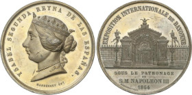 SPANISH MONARCHY: ELISABETH II
Medalla. 1864. EXPOSITION INTERNATIONALE DE BAYONNE. Anv.: YSABEL SEGUNDA REYNA DE LAS ESPAÑAS. Busto coronado a izqui...