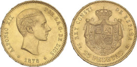 PESETA SYSTEM: ALFONSO XII
25 Pesetas. 1878 (*18-78). D.E.-M. (Leves golpecitos). EBC/EBC+.