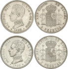 PESETA SYSTEM: ALFONSO XIII
Lote 2 monedas 2 pesetas. 1905 (*19-05). S.M.-V. (Leves golpecitos). EBC.