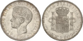 PESETA SYSTEM: ALFONSO XIII
1 Peso. 1897. MANILA. S.G.-V. (Pequeños golpecitos, levísimas oxidaciones limpiadas). Pequeño resto de brillo original. (...