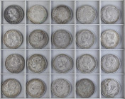 PESETA SYSTEM: LOTS
Lote 20 monedas 5 Pesetas. 1871 a 1898. AMADEO I a ALFONSO XIII. A EXAMINAR. MBC- a MBC.