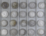PESETA SYSTEM: LOTS
Lote 28 monedas 5 Pesetas. 1871 a 1899. AMADEO I a ALFONSO XIII. A EXAMINAR. MBC- a MBC.