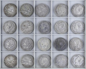 PESETA SYSTEM: LOTS
Lote 30 monedas 5 Pesetas. 1870 a 1897. GOBIERNO PROVISIONAL a ALFONSO XIII. Diferentes fechas. A EXAMINAR. MBC- a MBC.