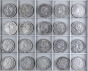 PESETA SYSTEM: LOTS
Lote 50 monedas 5 Pesetas. 1870 a 1898. GOBIERNO PROVISIONAL, AMADEO I, ALFONSO XII y ALFONSO XIII. AR. Diferentes fechas (alguna...