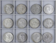PESETA SYSTEM: ESTADO ESPAÑOL
Lote 30 monedas 100 Pesetas. 1966 (*66, 67, 68). AR. MBC+ a EBC+.