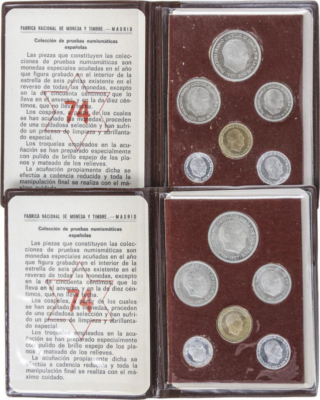 PESETA SYSTEM: ESTADO ESPAÑOL
Lote 7 series 6 monedas 10 Céntimos a 50 Pesetas....