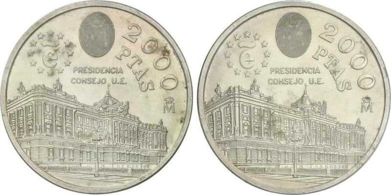 PESETA SYSTEM: JUAN CARLOS I
Lote 2 monedas 2.000 Pesetas. 1995. AR. Presidenci...