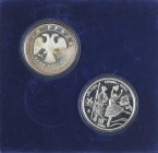 PESETA SYSTEM: JUAN CARLOS I
Set 2 monedas 10 Euro y 3 Roubles. 2011. AÑO DUAL ESPAÑA-RUSIA. En estuche original con certificado. PROOF.